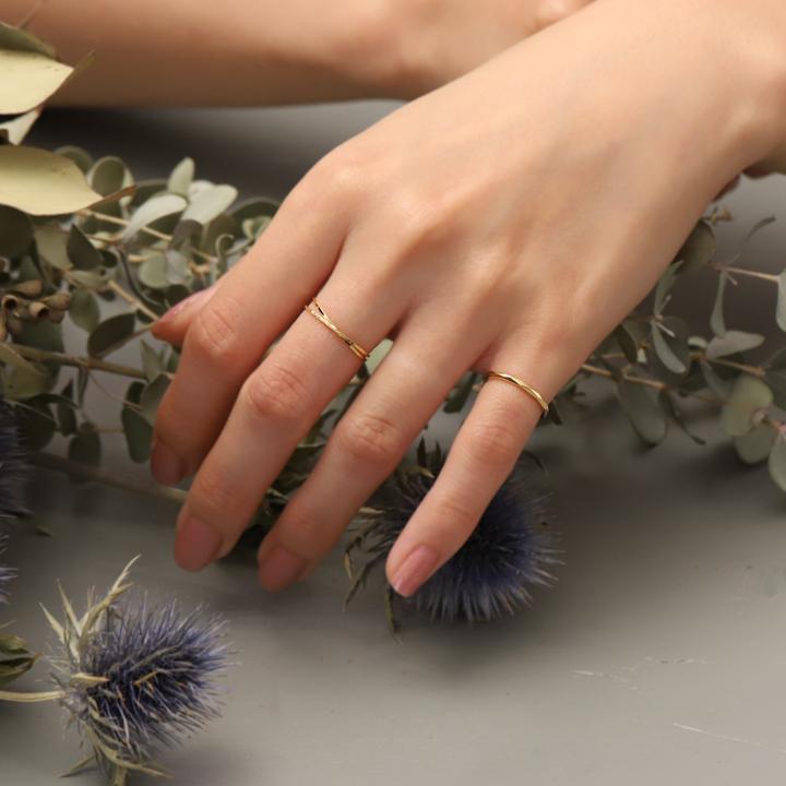 18金 リング k18 ピンキーリング k18リング 2連 角状 18k 指輪 レディース 18金指輪 18金リング 18kリング シンプル ピンキー ゴールド 本物 金  地金 華奢 細い | DEVAS | 09