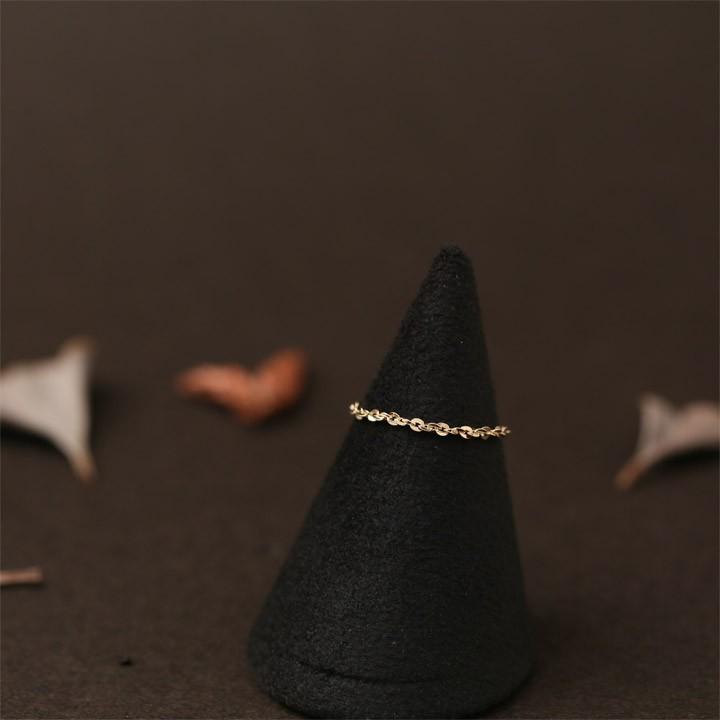 18金 リング k18 ピンキーリング k18リング チェーンリング ツイストあずきチェーン 18k 指輪 レディース 18金指輪 18金リング 18kリング シンプル ピンキー | DEVAS | 03