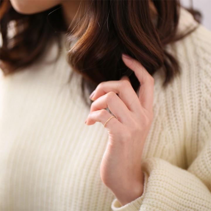 18金 リング k18 ピンキーリング k18リング チェーンリング ツイストあずきチェーン 18k 指輪 レディース 18金指輪 18金リング 18kリング シンプル ピンキー | DEVAS | 06