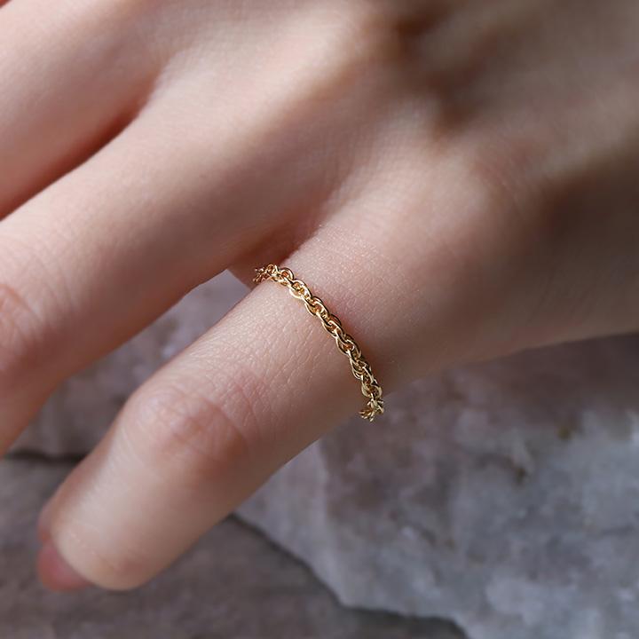 DEVAS 18金 リング k18 ピンキーリング k18リング チェーンリング