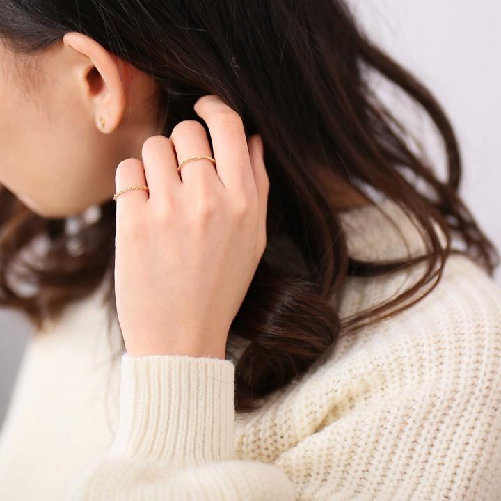 18金 リング k18 ピンキーリング k18リング チェーンリング ロープチェーン 18k 指輪 レディース 18金指輪 18金リング 18kリング シンプル ピンキー ゴールド | DEVAS | 06