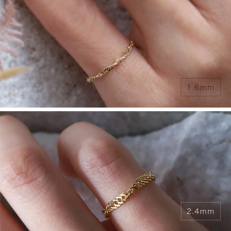 18金 リング k18 ピンキーリング k18リング チェーンリング スクリューチェーン 18k 指輪 レディース 18金指輪 18金リング 18kリング シンプル ピンキー | DEVAS | 11