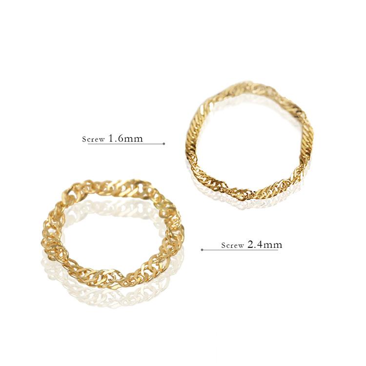 18金 リング k18 ピンキーリング k18リング チェーンリング スクリューチェーン 18k 指輪 レディース 18金指輪 18金リング 18kリング シンプル ピンキー | DEVAS | 04