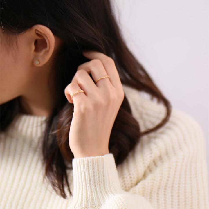 18金 リング k18 ピンキーリング k18リング チェーンリング スクリューチェーン 18k 指輪 レディース 18金指輪 18金リング 18kリング シンプル ピンキー | DEVAS | 05
