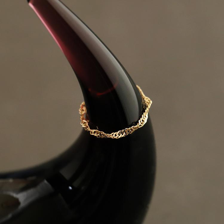 18金 リング k18 ピンキーリング k18リング チェーンリング スクリューチェーン 18k 指輪 レディース 18金指輪 18金リング 18kリング シンプル ピンキー | DEVAS | 05