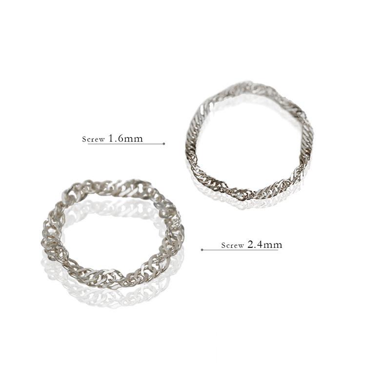 プラチナリング 指輪 プラチナ リング ピンキー ピンキーリング チェーンリング スクリューチェーン 1.6mm 2.4mm pt850 指輪 レディース シンプル プラチナ指輪 | DEVAS | 04