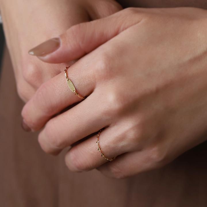 18金 リング k18 ピンキーリング k18リング ブルームチェーン 18k 指輪 レディース 18金指輪 18金リング 18kリング シンプル ピンキー ゴールド 本物 華奢 細い | DEVAS | 06