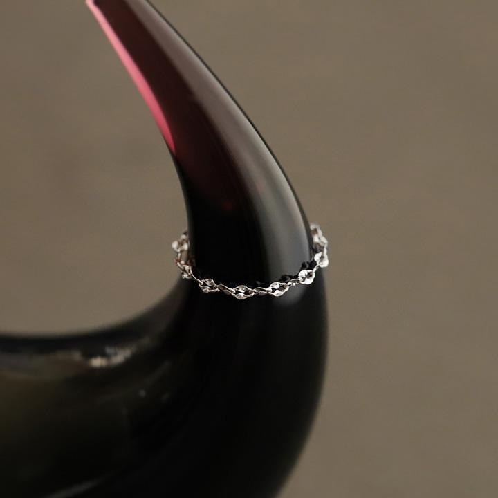 プラチナリング 指輪 プラチナ リング ピンキー ピンキーリング チェーンリング ブルーム pt850 pt 指輪 レディース シンプル プラチナ指輪 本物 地金 華奢 細い | DEVAS | 03