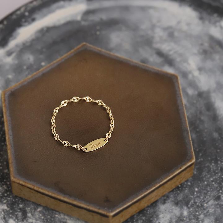 18金 リング k18 ピンキーリング k18リング チェーンリング 18k 指輪 レディース 18金指輪 18金リング 18kリング シンプル ピンキー ゴールド 地金 華奢 細い | DEVAS | 05