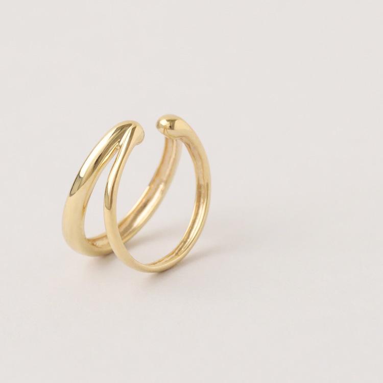 イヤーカフ 10金 イヤカフ k10 10k レディース ノンホール ピアス 2連 ダブル 重ね付け 10 金 ノンホールピアス シンプル ゴールド つけっぱなし 片耳 大ぶり | DEVAS | 05