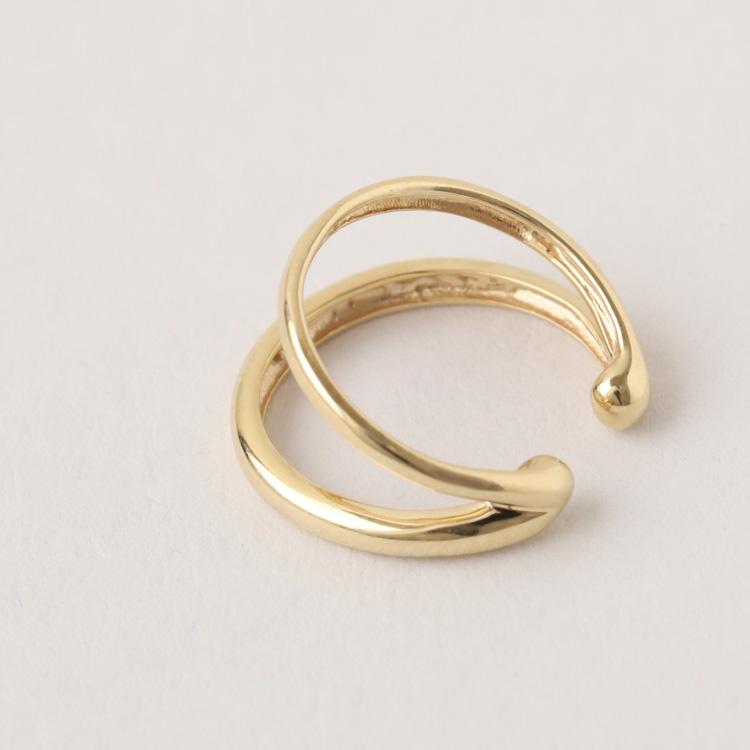 イヤーカフ 10金 イヤカフ k10 10k レディース ノンホール ピアス 2連 ダブル 重ね付け 10 金 ノンホールピアス シンプル ゴールド つけっぱなし 片耳 大ぶり | DEVAS | 06