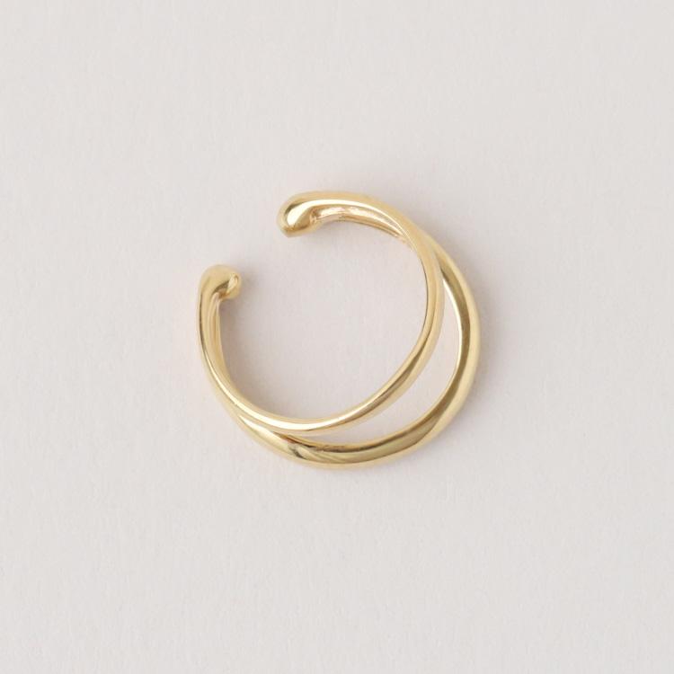 イヤーカフ 10金 イヤカフ k10 10k レディース ノンホール ピアス 2連 ダブル 重ね付け 10 金 ノンホールピアス シンプル ゴールド つけっぱなし 片耳 大ぶり | DEVAS | 07