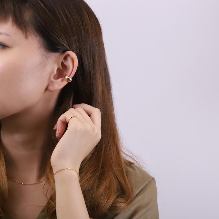 【土日限定1500円OFFクーポン有】 イヤーカフ 18金 イヤカフ k18 18k レディース ノンホール ピアス 月甲 甲丸 ピンクゴールド プラチナ 片耳 大ぶり | DEVAS | 12