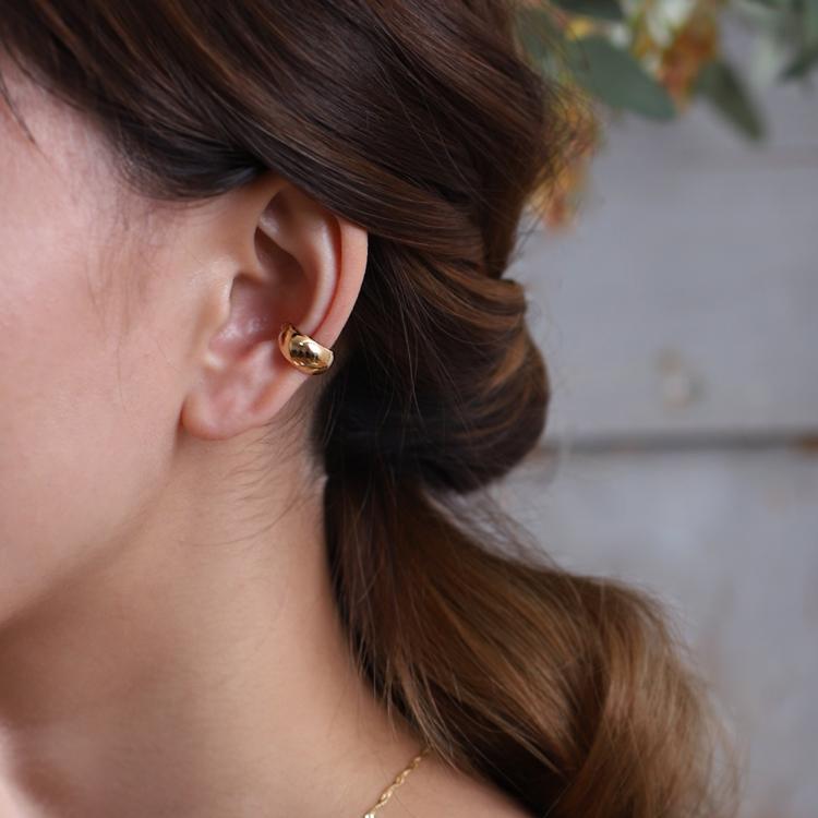 【土日限定1500円OFFクーポン有】 イヤーカフ 18金 イヤカフ k18 18k レディース ノンホール ピアス 月甲 甲丸 ピンクゴールド プラチナ 片耳 大ぶり | DEVAS | 08