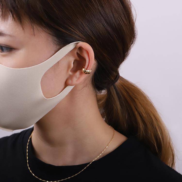 【土日限定1500円OFFクーポン有】 イヤーカフ 18金 イヤカフ k18 18k レディース ノンホール ピアス 月甲 甲丸 ピンクゴールド プラチナ 片耳 大ぶり | DEVAS | 09