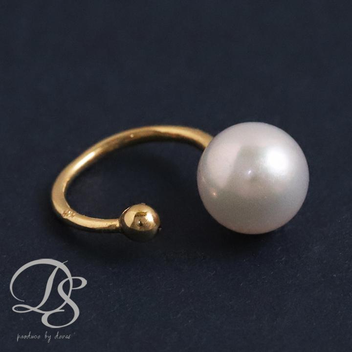 イヤーカフ 18金 イヤカフ k18 18k レディース ノンホール ピアス あこやパール 本真珠 18 金 ノンホールピアス シンプル ゴールド 小さめ つけっぱなし | DEVAS