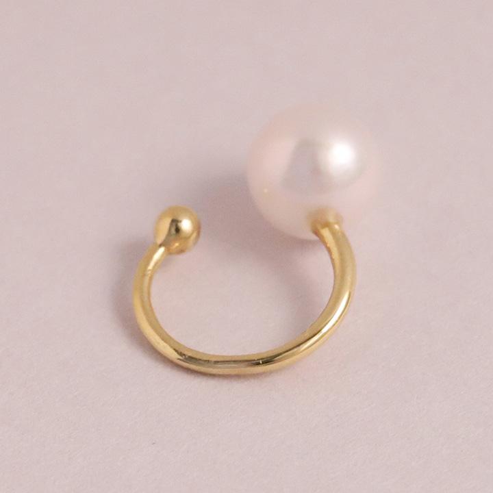 イヤーカフ 18金 イヤカフ k18 18k レディース ノンホール ピアス あこやパール 本真珠 18 金 ノンホールピアス シンプル ゴールド 小さめ つけっぱなし | DEVAS | 03