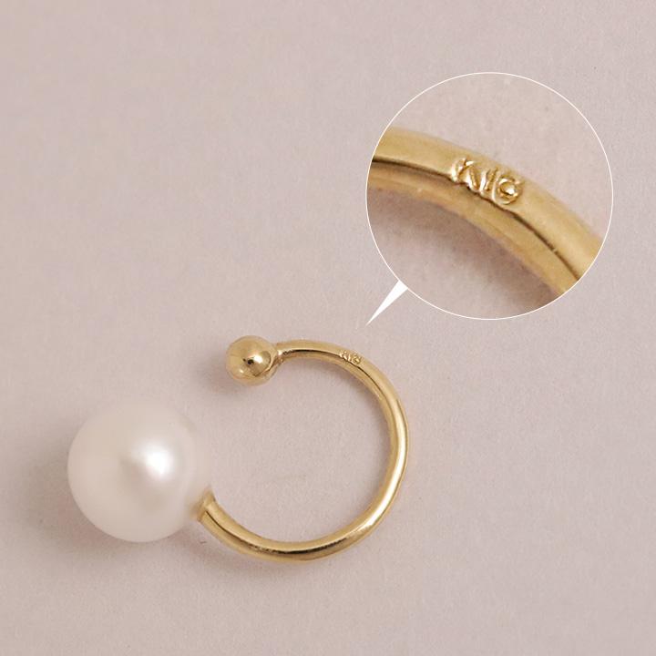 イヤーカフ 18金 イヤカフ k18 18k レディース ノンホール ピアス あこやパール 本真珠 18 金 ノンホールピアス シンプル ゴールド 小さめ つけっぱなし | DEVAS | 04