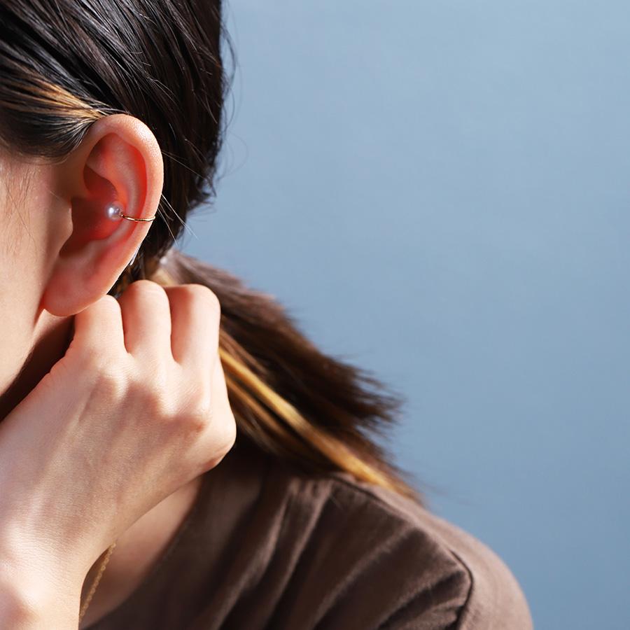 イヤーカフ 18金 イヤカフ k18 18k レディース ノンホール ピアス あこやパール 本真珠 18 金 ノンホールピアス シンプル ゴールド 小さめ つけっぱなし | DEVAS | 06