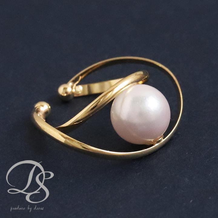 【土日限定1500円OFFクーポン有】 イヤーカフ 18金 イヤカフ k18 18k レディース ノンホール ピアス 2連 あこやパール 本真珠 ノンホールピアス | DEVAS