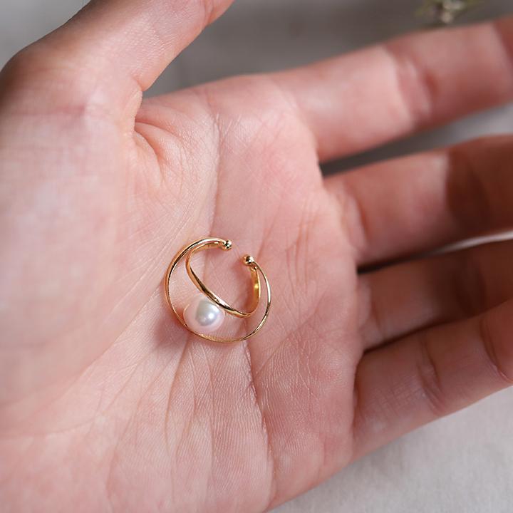 【土日限定1500円OFFクーポン有】 イヤーカフ 18金 イヤカフ k18 18k レディース ノンホール ピアス 2連 あこやパール 本真珠 ノンホールピアス | DEVAS | 11