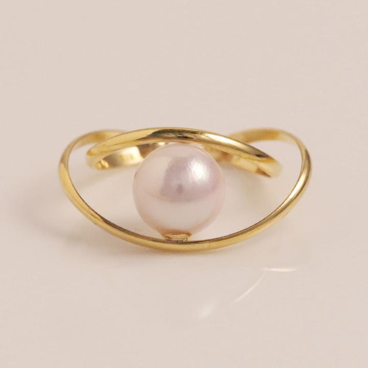 【土日限定1500円OFFクーポン有】 イヤーカフ 18金 イヤカフ k18 18k レディース ノンホール ピアス 2連 あこやパール 本真珠 ノンホールピアス | DEVAS | 02