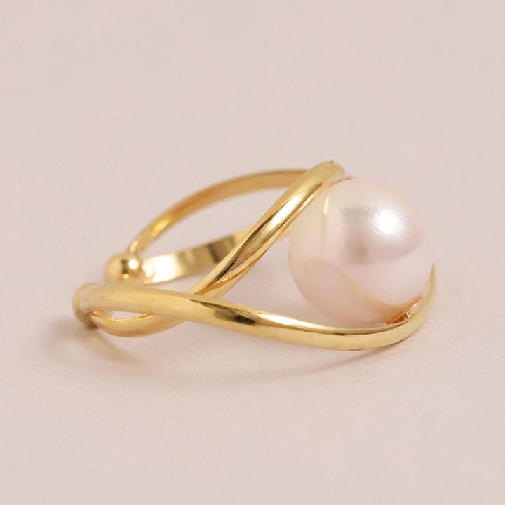 【土日限定1500円OFFクーポン有】 イヤーカフ 18金 イヤカフ k18 18k レディース ノンホール ピアス 2連 あこやパール 本真珠 ノンホールピアス | DEVAS | 03