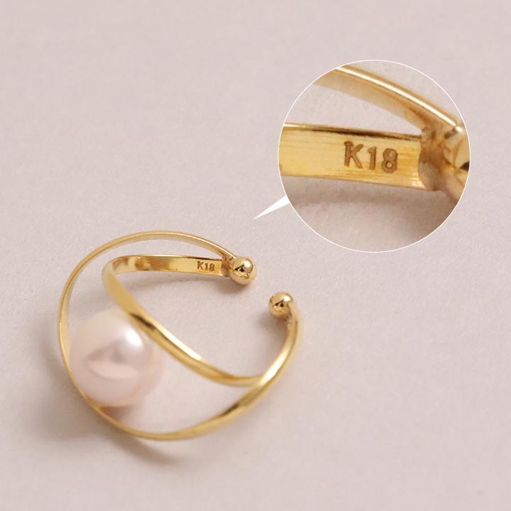【土日限定1500円OFFクーポン有】 イヤーカフ 18金 イヤカフ k18 18k レディース ノンホール ピアス 2連 あこやパール 本真珠 ノンホールピアス | DEVAS | 04