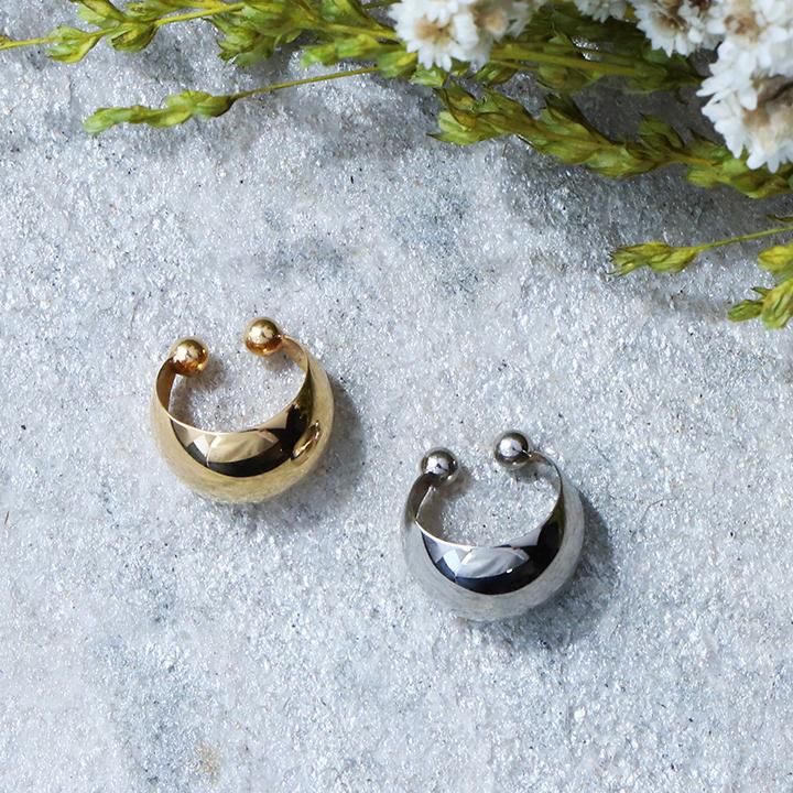 【土日限定2000円OFFクーポン有】 イヤーカフ 18金 イヤカフ k18 18k レディース ノンホール ピアス 月甲 甲丸 ピンクゴールド プラチナ 片耳 大ぶり | DEVAS | 01