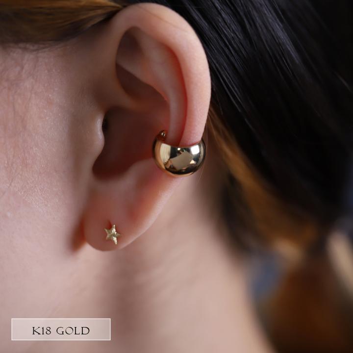 【土日限定2000円OFFクーポン有】 イヤーカフ 18金 イヤカフ k18 18k レディース ノンホール ピアス 月甲 甲丸 ピンクゴールド プラチナ 片耳 大ぶり | DEVAS | 09