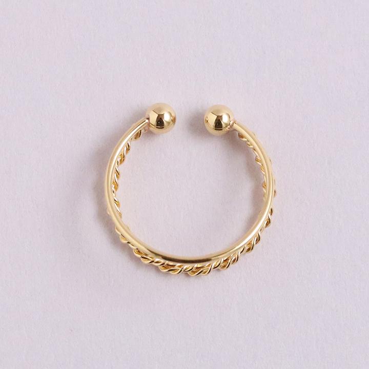 イヤーカフ 18金 イヤカフ k18 18k レディース ノンホール ピアス 2連 ダブル 重ね付け ノンホールピアス 片耳 大ぶり | DEVAS | 04