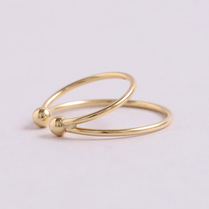 イヤーカフ 18金 イヤカフ k18 18k レディース ノンホール ピアス 2連 ダブル 重ね付け ノンホールピアス 片耳 大ぶり | DEVAS | 03