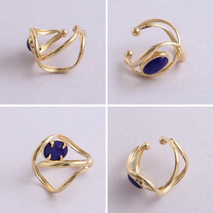 イヤーカフ 18金 イヤカフ k18 18k レディース ノンホール ピアス 天然石 ターコイズ オニキス 18 金 ノンホールピアス シンプル ゴールド 小さめ つけっぱなし | DEVAS | 09