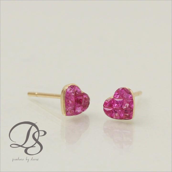 【土日限定3500円OFFクーポン有】 18金 ピアス k18 18金ピアス 18k ハート ルビー 計0.5ct k18ピアス レディース ピアス18金 つけっぱなし 【在庫限り】 | DEVAS