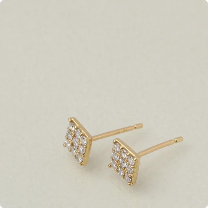 18金 ピアス k18 18金ピアス 18k スクエア イヤモンド 0.2ct シンプル k18ピアス レディース ピアス18金 地金 ゴールド 18kピアス 小さめ 両耳  【在庫限り】｜devas｜03