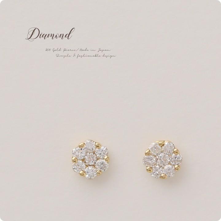【土日限定2000円OFFクーポン有】 18金 ピアス k18 18金ピアス 18k 花 フラワー ダイヤモンドシンプル k18ピアス レディース ピアス18金 両耳 | DEVAS | 01