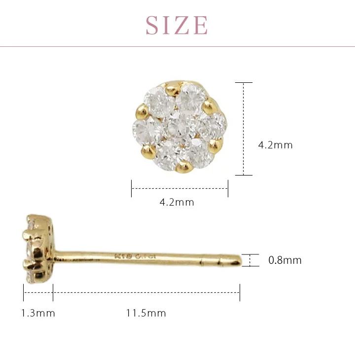 【土日限定2000円OFFクーポン有】 18金 ピアス k18 18金ピアス 18k 花 フラワー ダイヤモンドシンプル k18ピアス レディース ピアス18金 両耳 | DEVAS | 08