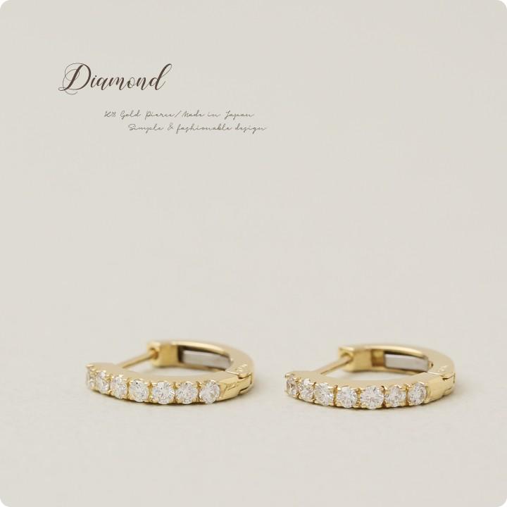 【土日限定8000円OFFクーポン有】 フープピアス 18k ピアス 18金 フープ k18 18金ピアス 中折れ ダイヤ 0.3ct k18ピアス レディース 【在庫限り】 | DEVAS | 01