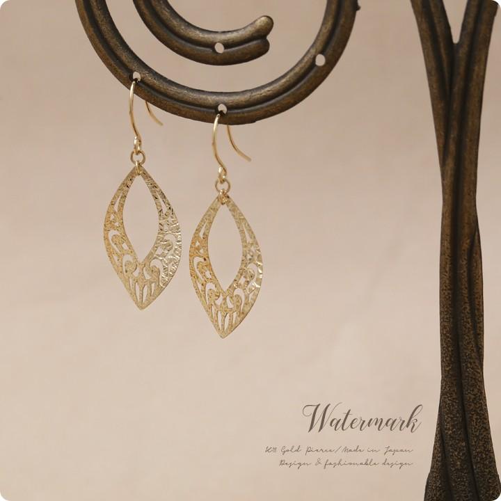 【土日限定2000円OFFクーポン有】 18金 ピアス k18 18金ピアス 18k 透かし模様 フックピアス k18ピアス レディース ピアス18金 18 金 18kピアス 両耳 | DEVAS | 01