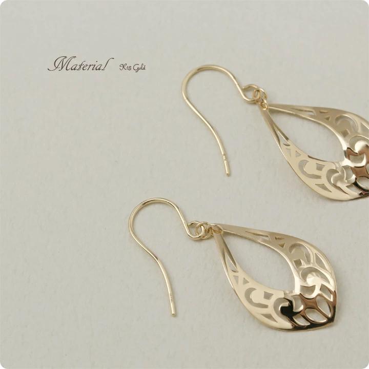 【土日限定2000円OFFクーポン有】 18金 ピアス k18 18金ピアス 18k 透かし模様 フックピアス k18ピアス レディース ピアス18金 18 金 18kピアス 両耳 | DEVAS | 06