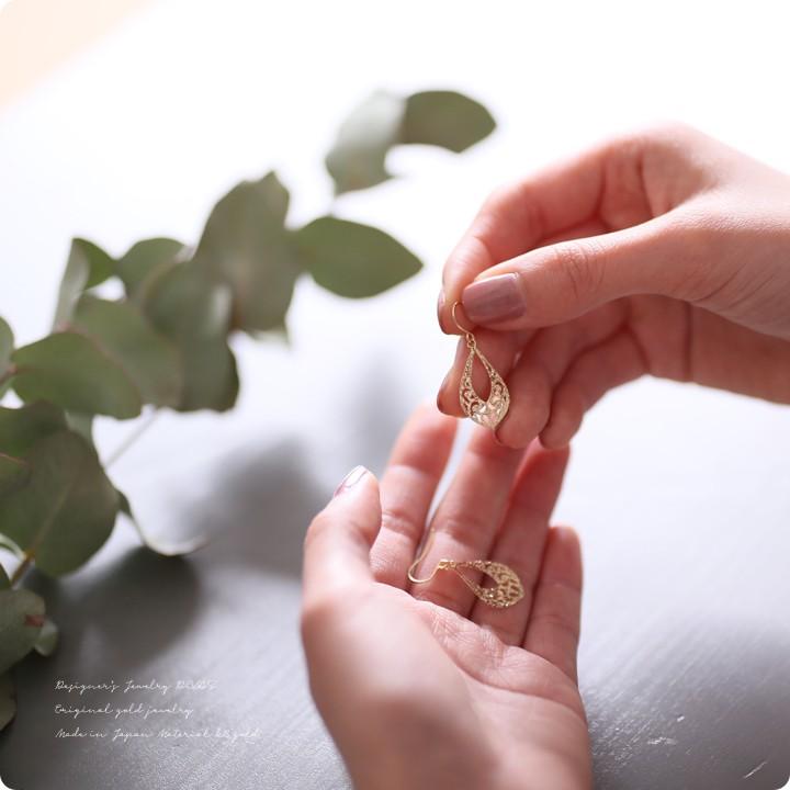 【土日限定2000円OFFクーポン有】 18金 ピアス k18 18金ピアス 18k 透かし模様 フックピアス k18ピアス レディース ピアス18金 18 金 18kピアス 両耳 | DEVAS | 08