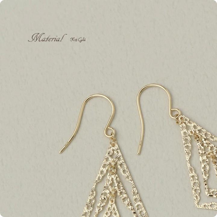 【土日限定2000円OFFクーポン有】 18金 ピアス k18 18金ピアス 18k 揺れる 透かし模様 フックピアス k18ピアス レディース ピアス18金 18kピアス 両耳 | DEVAS | 03