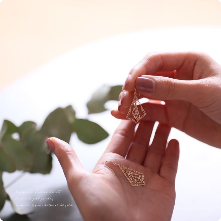 【土日限定2000円OFFクーポン有】 18金 ピアス k18 18金ピアス 18k 揺れる 透かし模様 フックピアス k18ピアス レディース ピアス18金 18kピアス 両耳 | DEVAS | 05