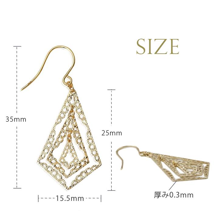 【土日限定2000円OFFクーポン有】 18金 ピアス k18 18金ピアス 18k 揺れる 透かし模様 フックピアス k18ピアス レディース ピアス18金 18kピアス 両耳 | DEVAS | 06