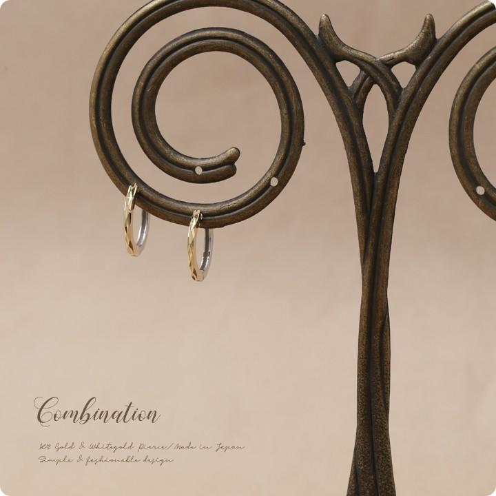 【土日限定3500円OFFクーポン有】 フープピアス 18k ピアス 18金 フープ k18 18金ピアス WG カットデザイン k18ピアス レディース ピアス18金 | DEVAS | 01