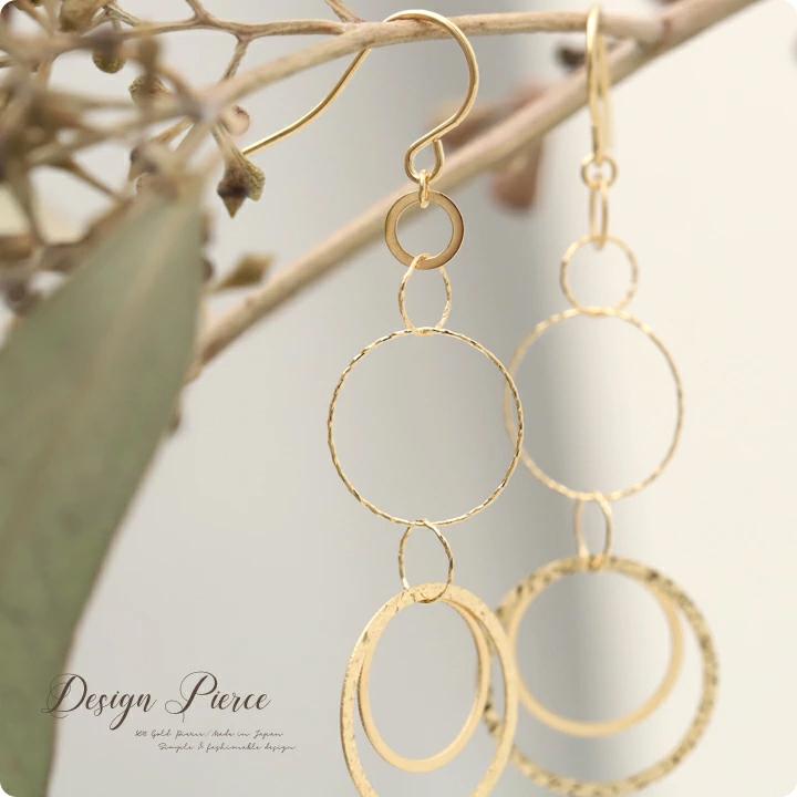 【土日限定1500円OFFクーポン有】 18金 ピアス k18 18金ピアス 18k フックピアス 揺れる リング k18ピアス レディース ピアス18金 18kピアス 両耳 | DEVAS | 01