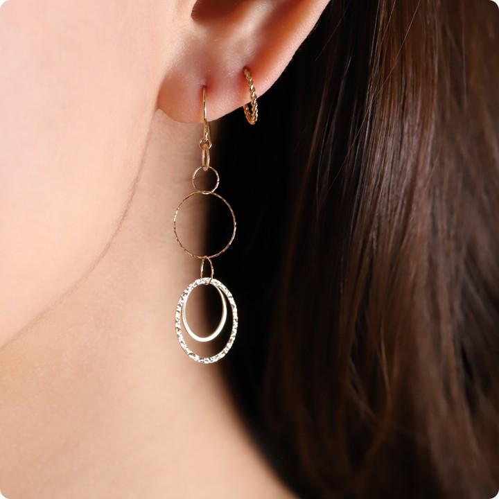 【土日限定1500円OFFクーポン有】 18金 ピアス k18 18金ピアス 18k フックピアス 揺れる リング k18ピアス レディース ピアス18金 18kピアス 両耳 | DEVAS | 10