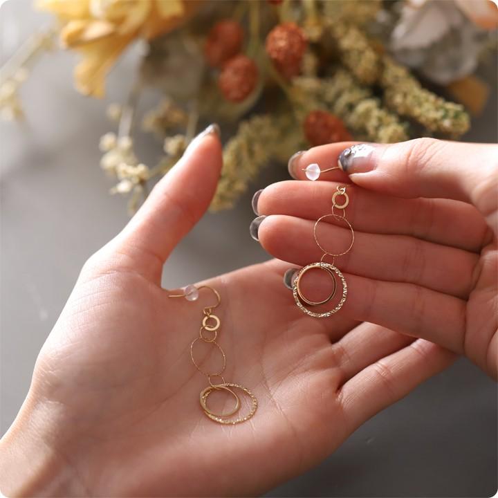 【土日限定1500円OFFクーポン有】 18金 ピアス k18 18金ピアス 18k フックピアス 揺れる リング k18ピアス レディース ピアス18金 18kピアス 両耳 | DEVAS | 11