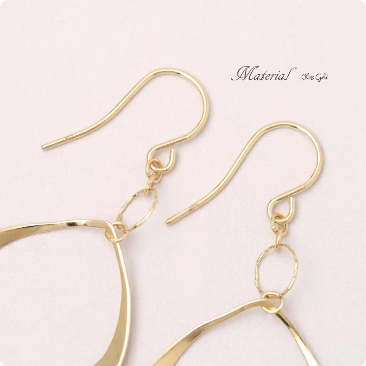 【土日限定2000円OFFクーポン有】 18金 ピアス k18 18金ピアス 18k 揺れる フック レディース ひし形 k18ピアス レディース ピアス18金 18kピアス 両耳 | DEVAS | 06