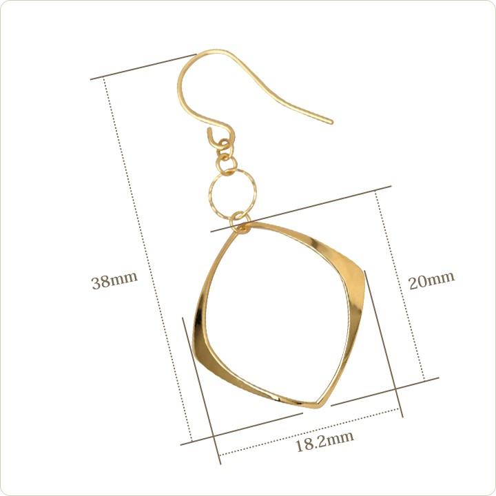 【土日限定2000円OFFクーポン有】 18金 ピアス k18 18金ピアス 18k 揺れる フック レディース ひし形 k18ピアス レディース ピアス18金 18kピアス 両耳 | DEVAS | 07
